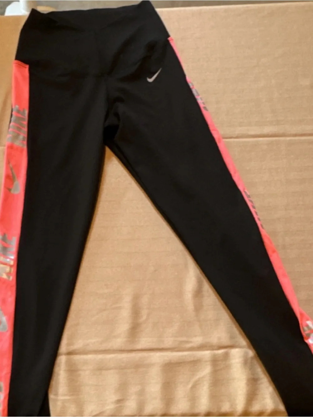 Nike Black‎ Leggings with Pink Side Panels and Silver Logos